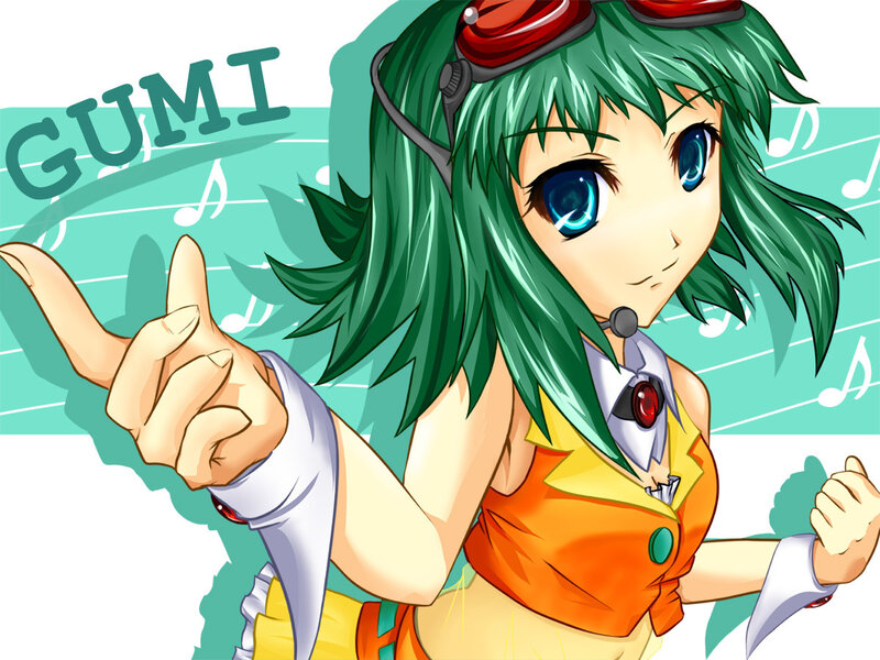 Green-haired anime character with headphones