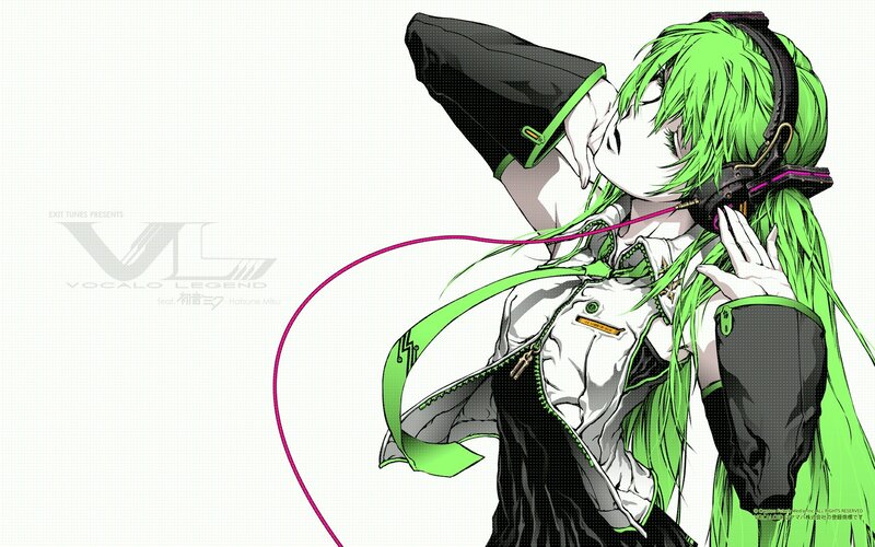 Green-haired anime character with headphones