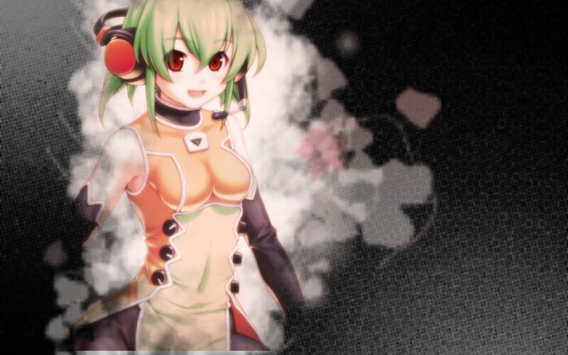 green-haired anime character with headphones