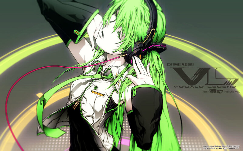 Green-haired anime character with headphones