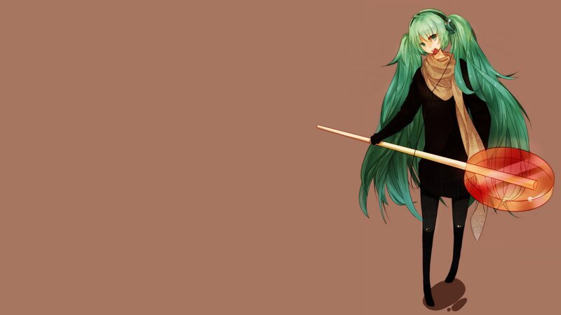 green-haired anime character with lollipop