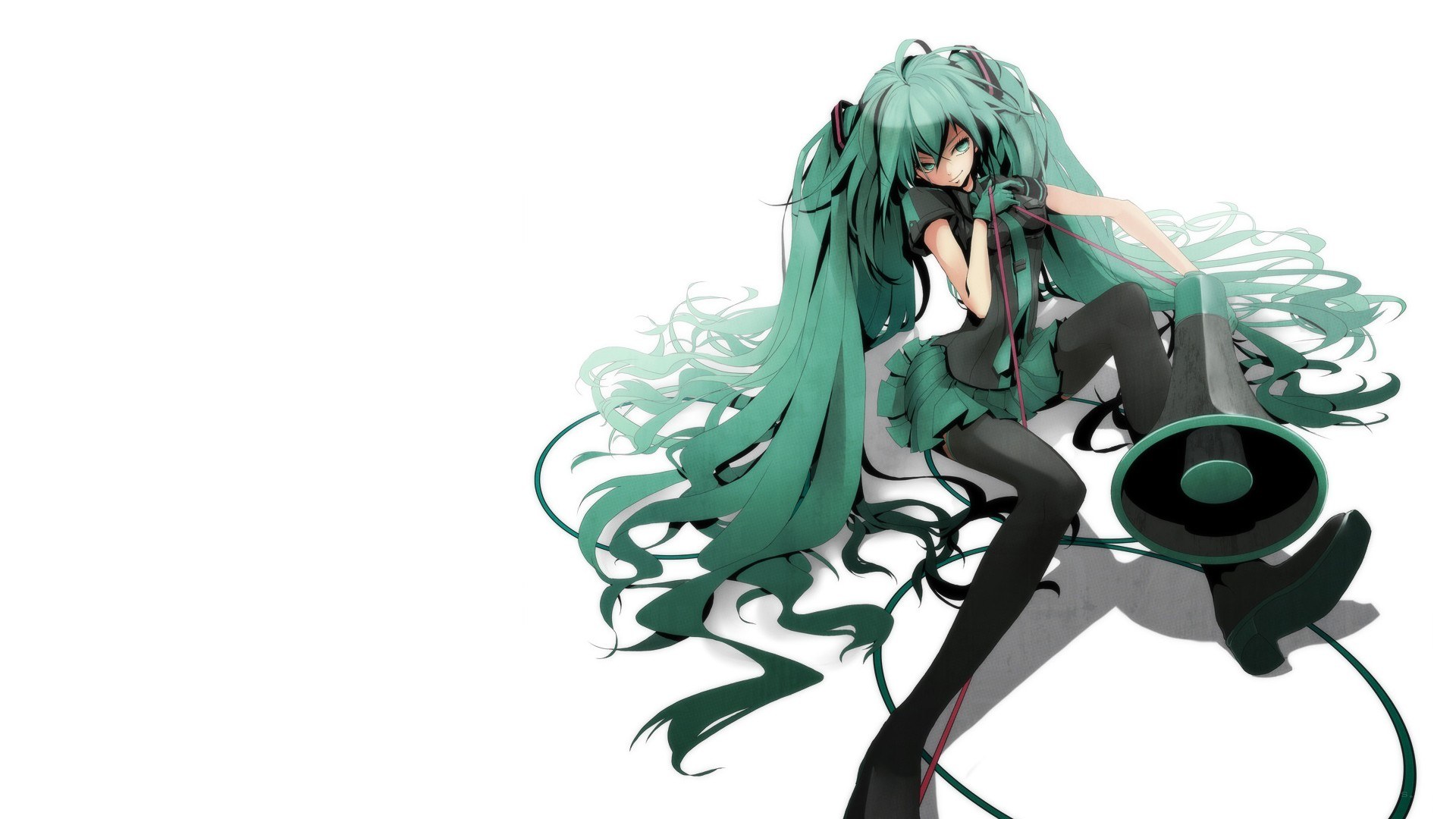 green-haired anime character with megaphone
