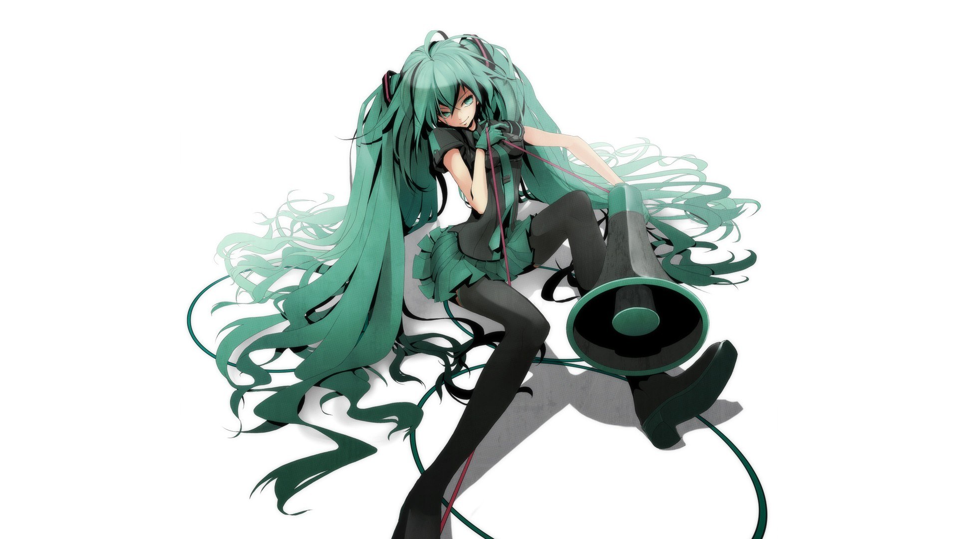 Green-haired anime character with megaphone