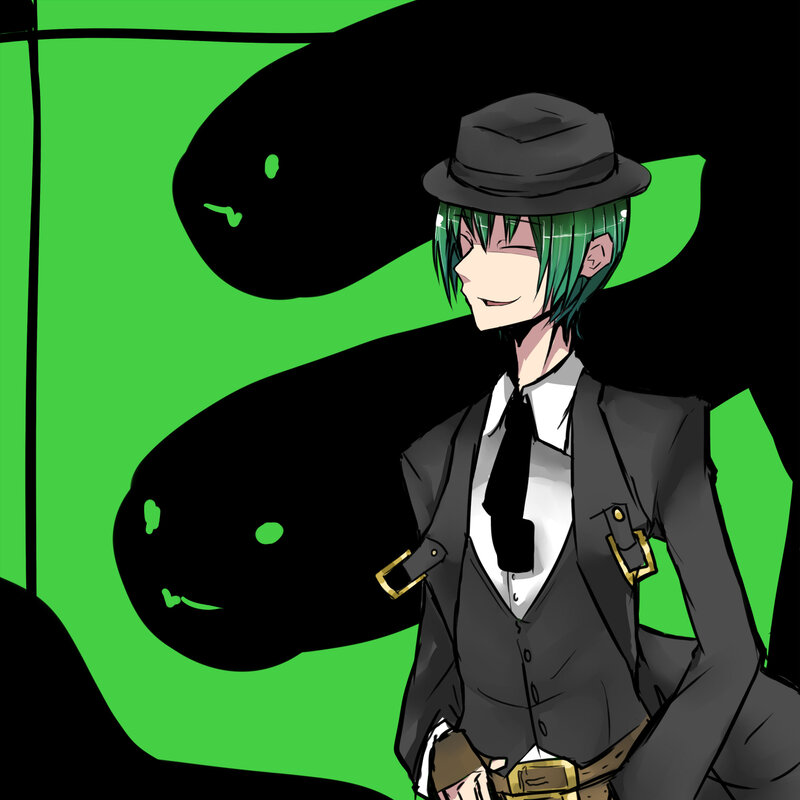 green-haired anime character with snake
