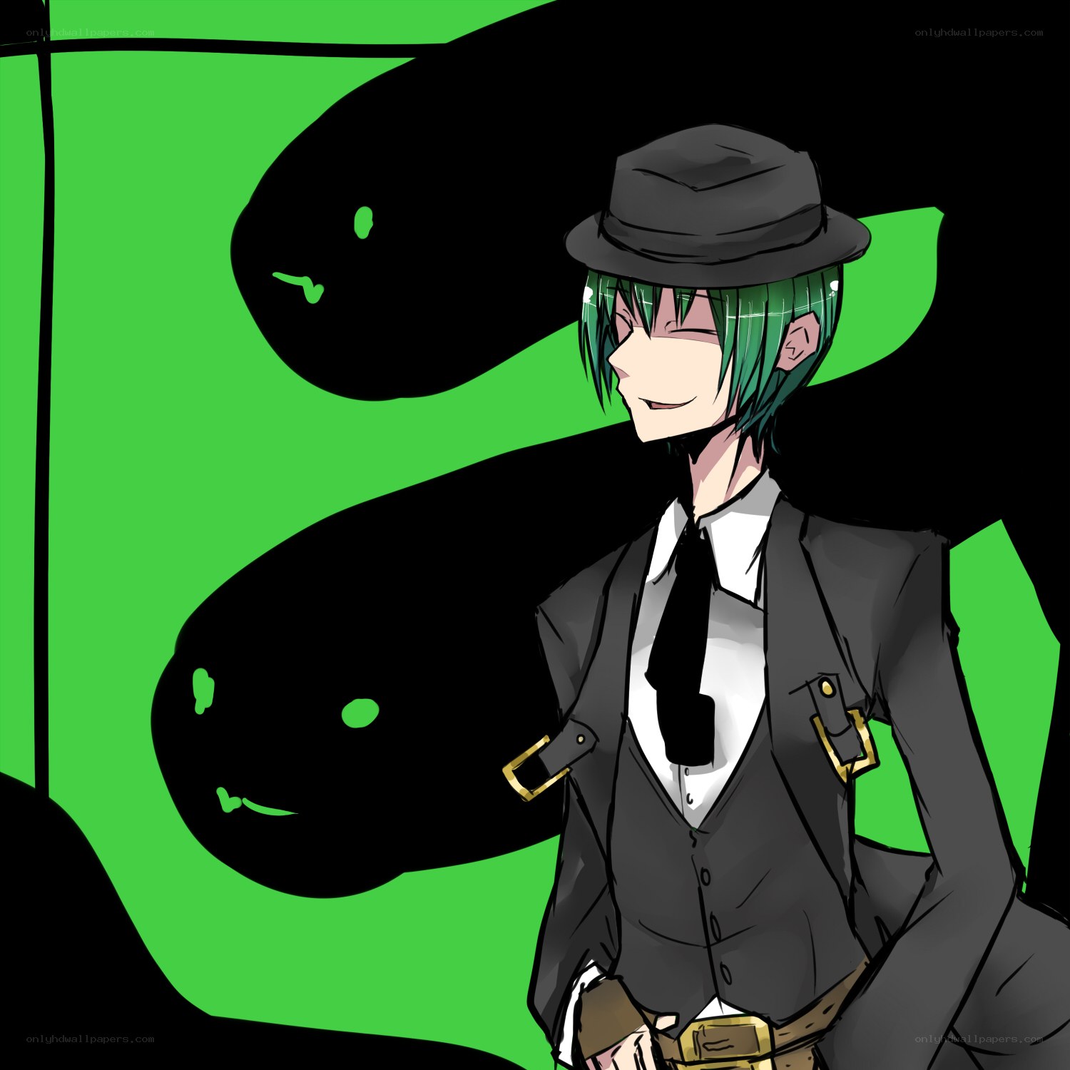 green-haired anime character with snake