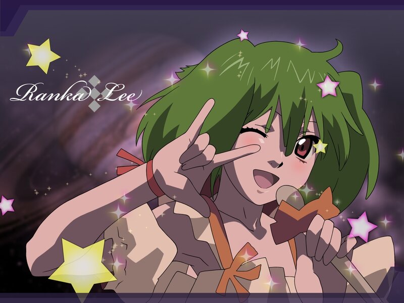 Green-haired anime character with stars