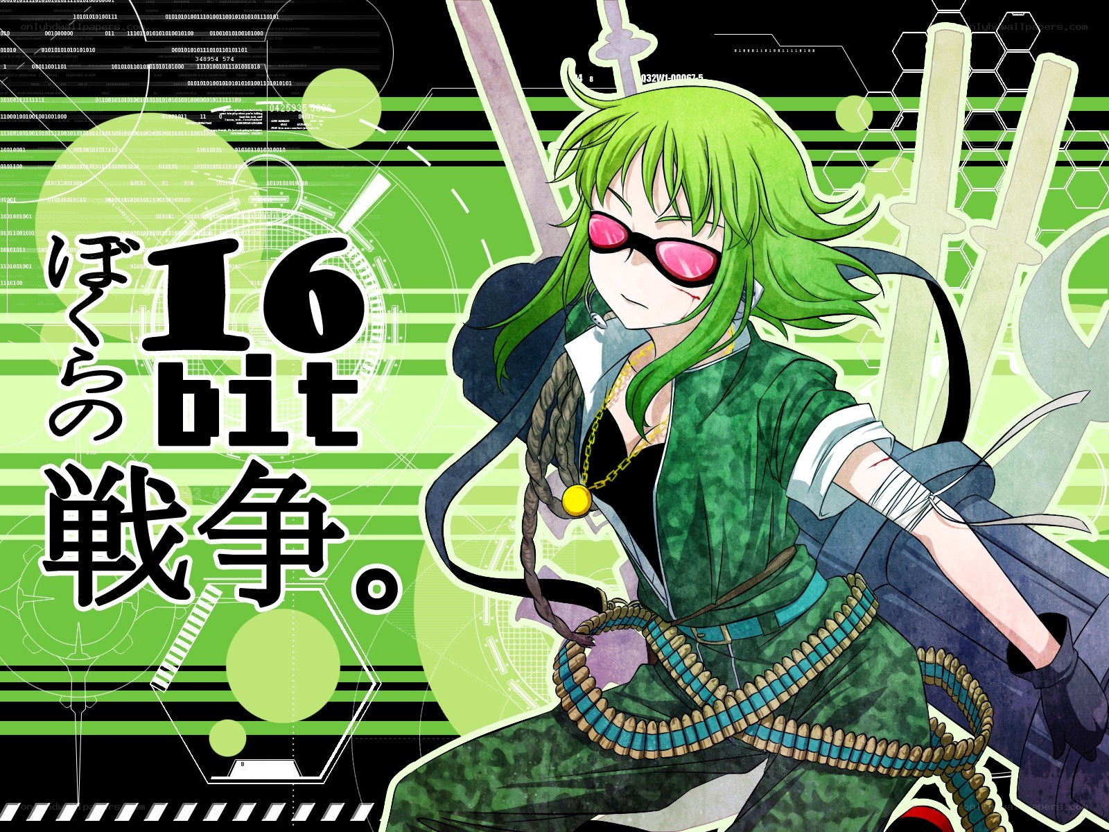 Green-haired anime character with sunglasses
