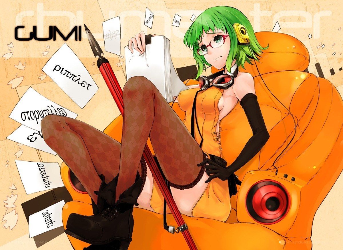 Green-haired anime character with weapon