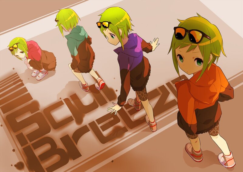green-haired anime characters dancing