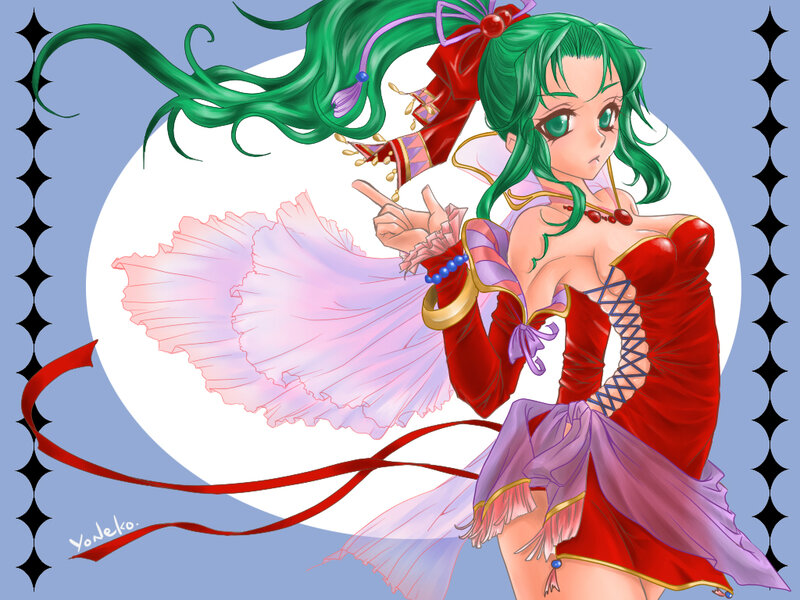green-haired anime dancer