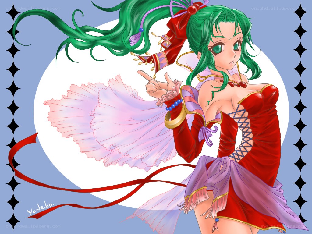 green-haired anime dancer