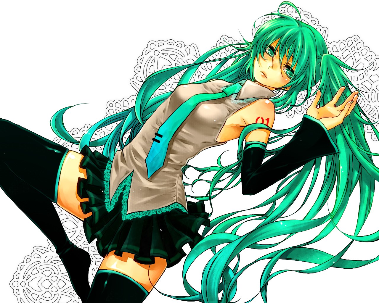 green-haired anime girl