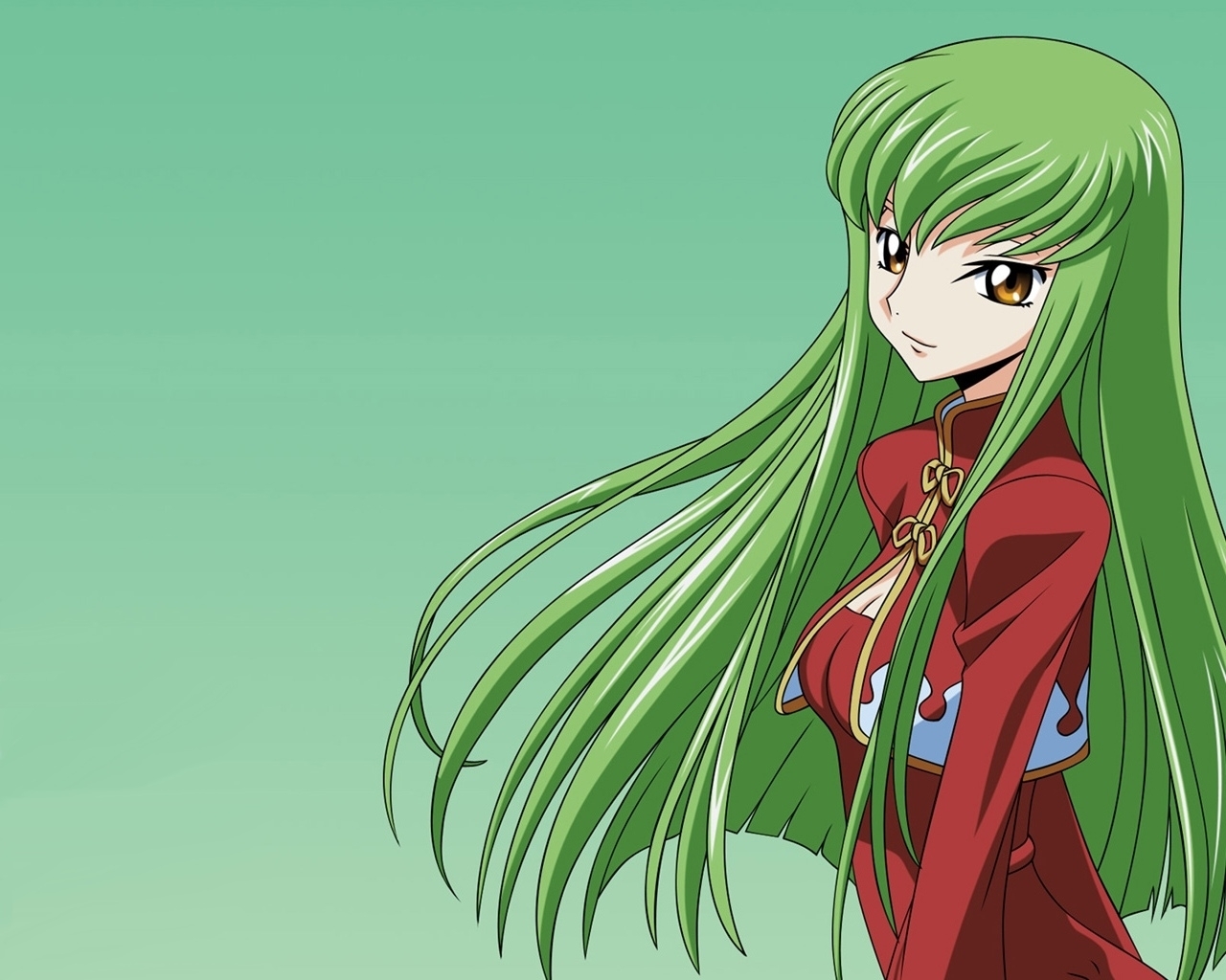 green-haired anime girl