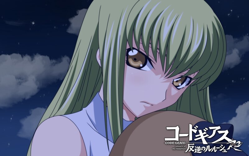green-haired anime girl at night