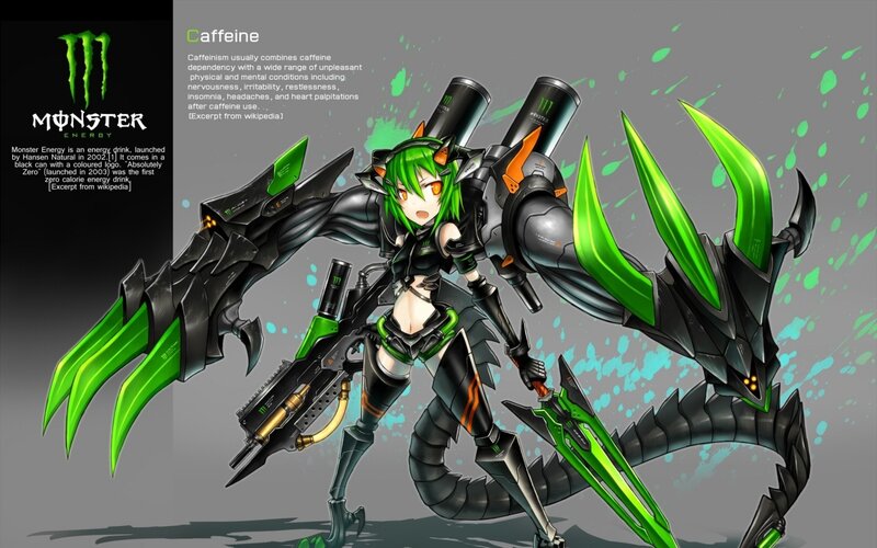 Green-haired Anime Girl — Black, Aggressive