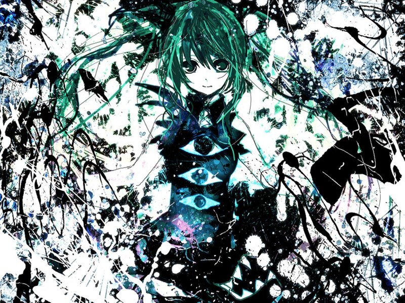 Green-haired Anime Girl — Black, Chaotic