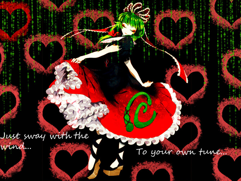 Green-haired Anime Girl — Black, Dreamy