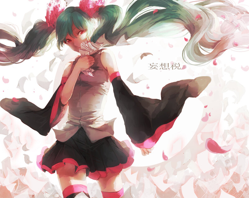 Green-haired Anime Girl — Black, Dynamic, Digital Art