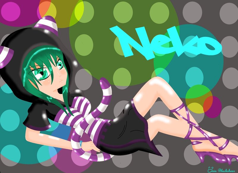 Green-haired Anime Girl — Black, Playful