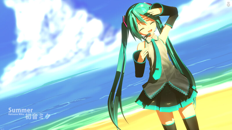 Green-haired Anime Girl — Blue, Bright