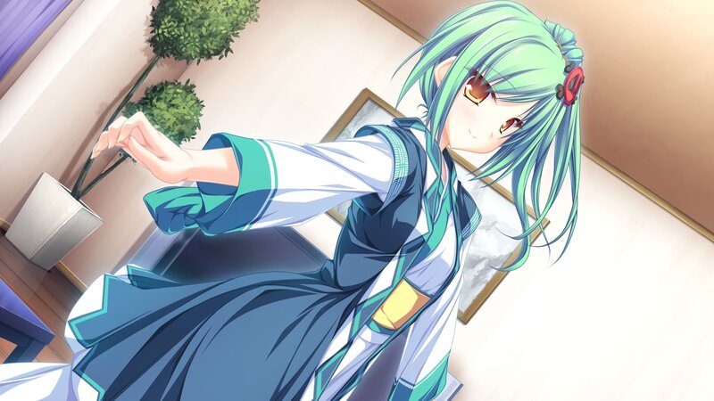 Green-haired Anime Girl — Blue, Calm, Afternoon, Plant