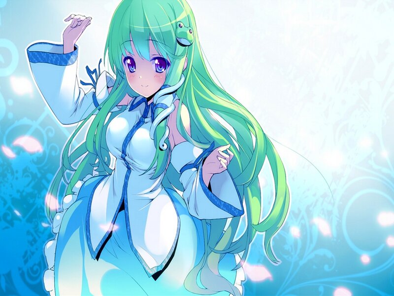 Green-haired Anime Girl — Blue, Calm, Frog