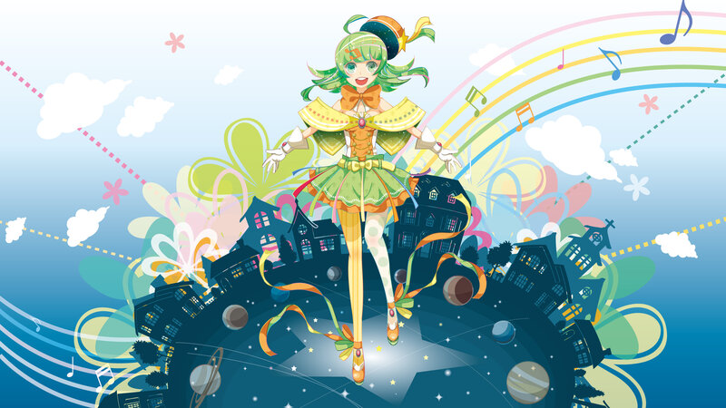 Green-haired Anime Girl — Blue, Cheerful, Whimsical