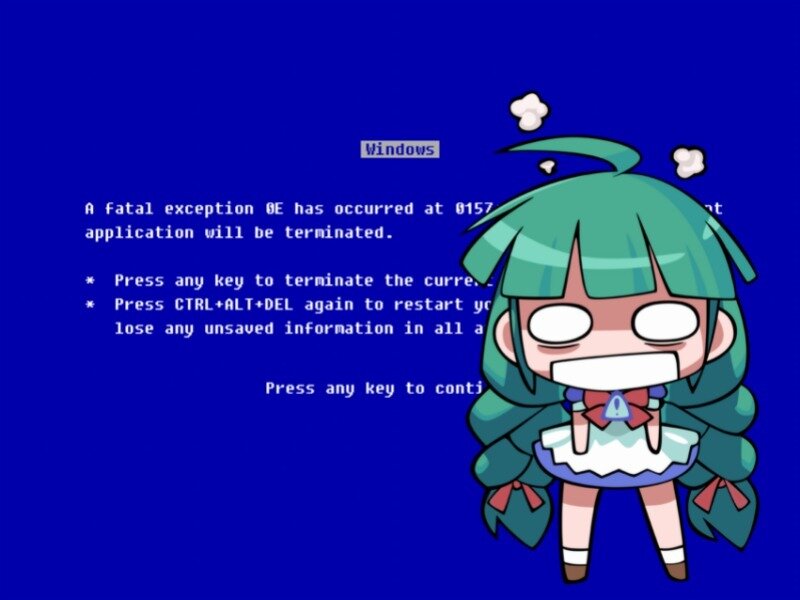 Green-haired Anime Girl — Blue, Distressed