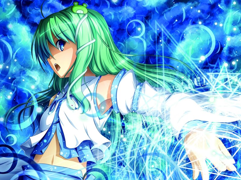 Green-haired Anime Girl — Blue, Dramatic, Magic