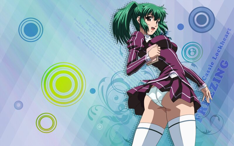 Green-haired Anime Girl — Blue, Dynamic, School Uniform