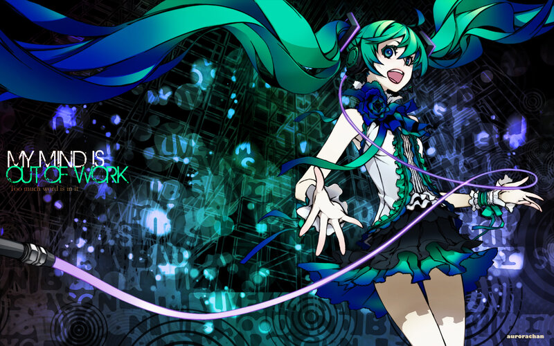 Green-haired Anime Girl — Blue, Energetic, Headphones