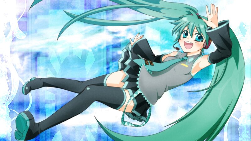 Green-haired Anime Girl — Blue, Energetic, Long Hair