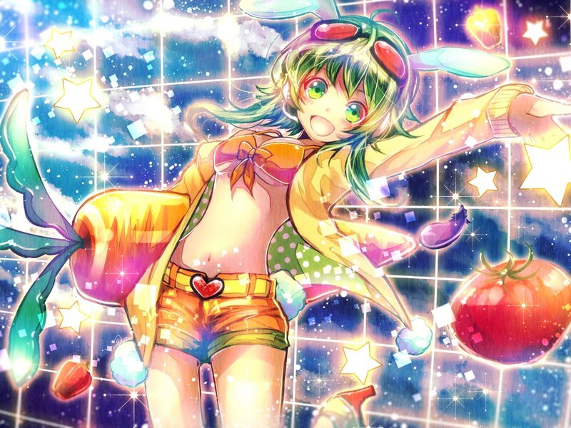 Green-haired Anime Girl — Blue, Energetic, Night