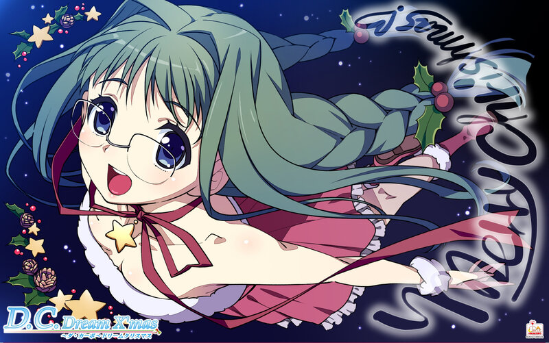 Green-haired Anime Girl — Blue, Festive