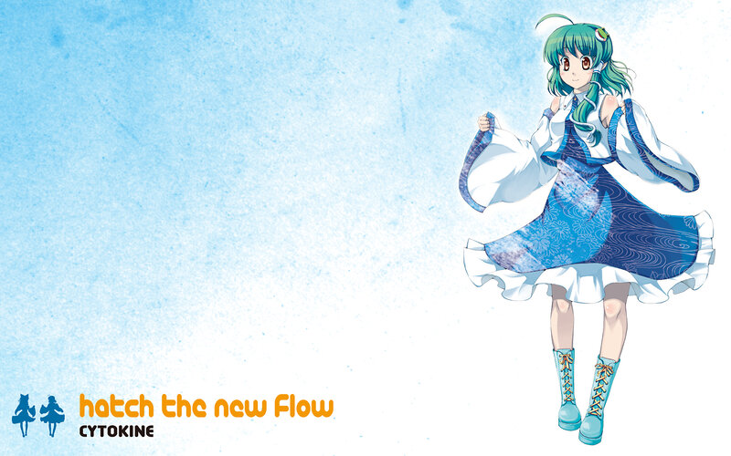 Green-haired Anime Girl — Blue, Playful, Dress