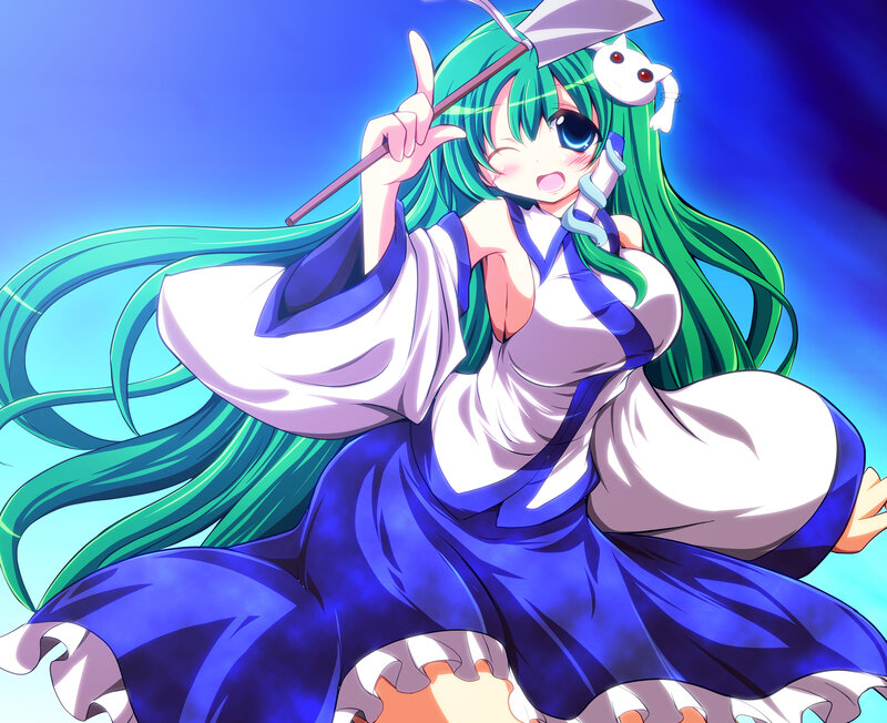 Green-haired Anime Girl — Blue, Playful