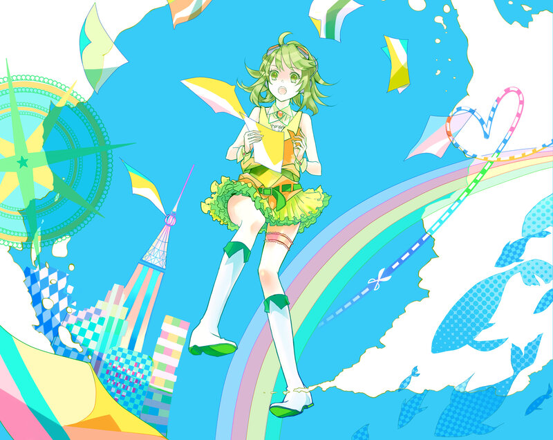 Green-haired Anime Girl — Blue, Playful, Vibrant