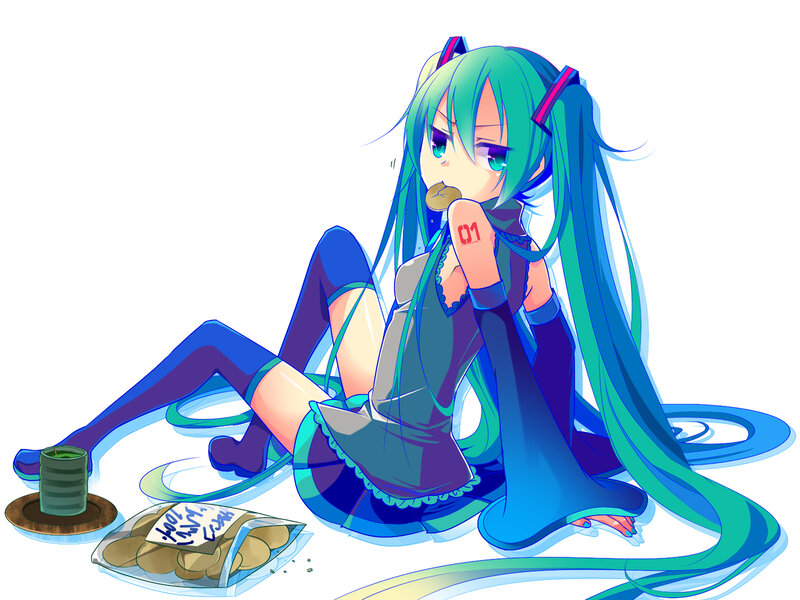 Green-haired Anime Girl — Blue, Relaxed