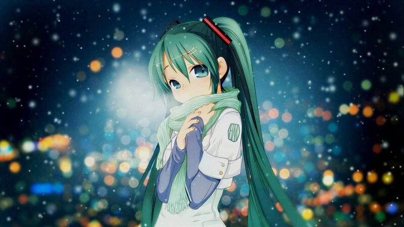 Green-haired Anime Girl — Blue, Serene, Night