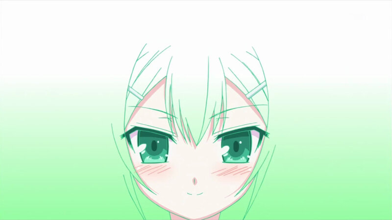 green-haired anime girl close-up