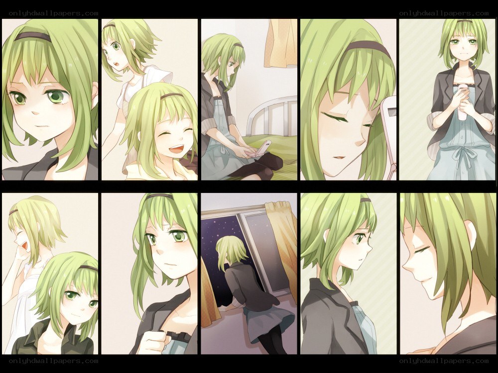 green-haired anime girl comic strip