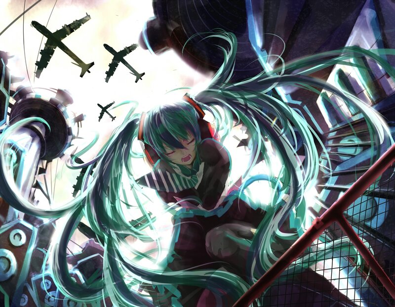Green-haired Anime Girl — Cyan, Dramatic, Digital Art