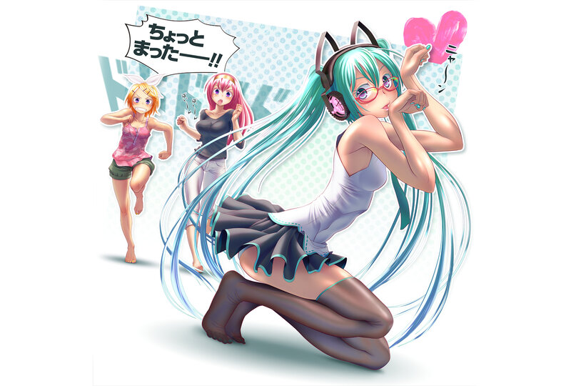 Green-haired Anime Girl — Cyan, Playful, Digital Art