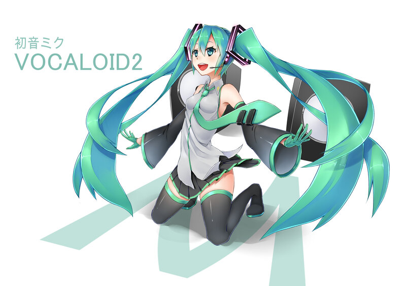 Green-haired Anime Girl — Cyan, Playful, Headset