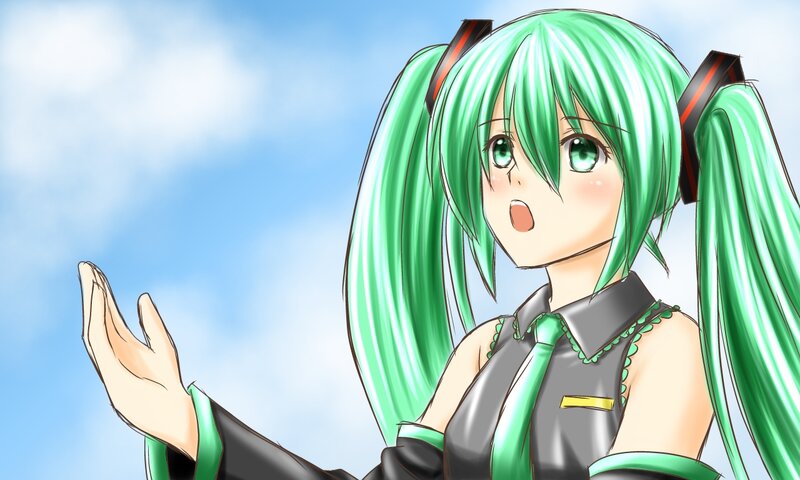 Green-haired Anime Girl — Green, Bright, Cheerful, Afternoon