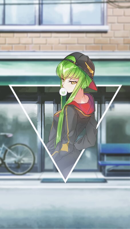 Green-haired Anime Girl — Green, Calm, Afternoon, Bubble Gum