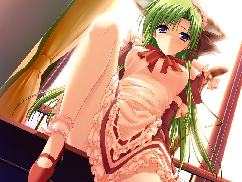 Green-haired Anime Girl — Green, Calm, Afternoon, Cat Ears