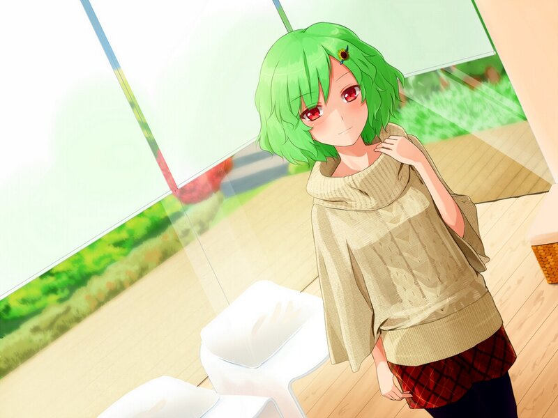 Green-haired Anime Girl — Green, Calm, Afternoon, Sweater