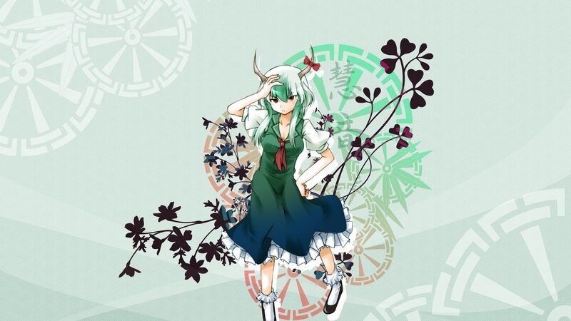Green-haired Anime Girl — Green, Calm, Antlers