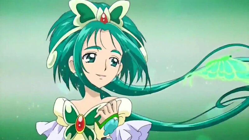 Green-haired Anime Girl — Green, Calm, Butterfly Headband